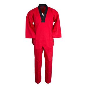 Uniforme de Taekwondo WT personnalisé blanc et noir à col en V, combinaison de Taekwondo côtelée, équipement d'arts martiaux sur mesure - Product Image 4