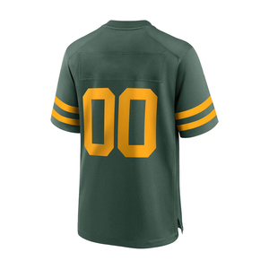 Maillot de football pour homme à col en V et manches courtes, vert et jaune, numéro 00, imprimé, en polyester respirant, coupe classique - Product Image 2