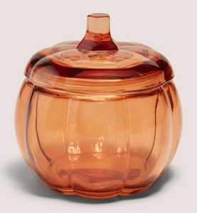 <b>Glass</b> Pumpkin Vase <b>Set</b> With Lid Rustic Design For Thanksgiving Tabletop Decor - Product Image 6