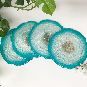 Hot Sale Top Quality Customize <b>Square</b> Round Wood Resin Coaster With Holder <b>Set</b> agate - Product Image 3