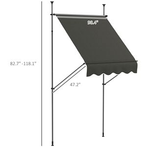 5 X 4 Manual Retractable Awning Non-Screw Freestanding UV Resistant Patio <b>Shade</b> Easy Installation for <b>Window</b> Door Dark Terraces - Product Image 3