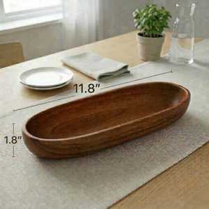Bandeja ovalada de madera de diseño minimalista, vajilla reutilizable con acabado natural para uso en el hogar, hoteles y fiestas. - Product Image 5