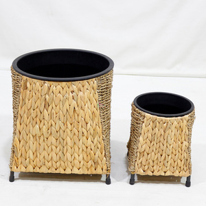 Handmade Eco-Friendly Water Hyacinth <b>Planters</b> Black <b>Plastic</b> Pot Modern Minimalist Design Garden Outdoor Home - Product Image 3