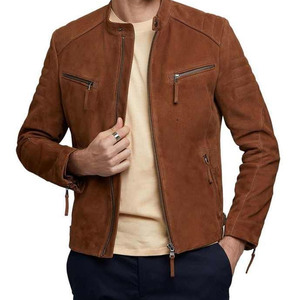 Premium <b>Suede</b> Leather <b>Jacket</b> For <b>Men</b> With Soft Finish Front Zipper Long Sleeves Classic Collar And Modern Casual Style - Product Image 1