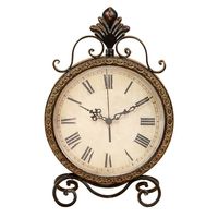 Horloge de table en métal antique, horloge de bureau vintage, horloge de table décorative florale, petite horloge de table pour le salon, décoration de la maison