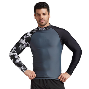 Green Custom Sublimation Printed Sun Protection Clothing <b>Men's</b> Full Sleeve Hooded Rash Guard Breathable Cool Touch Quick Front - Product Image 6
