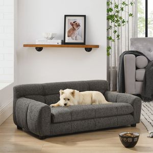 Sofá Rectangular Moderno para Mascotas, Suave y Cómodo, con Respaldo, Reposabrazos, Gris Oscuro, para Perros Grandes y Medianos - Product Image 2