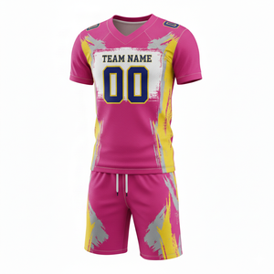 Ensemble de maillot et short de football américain personnalisé, sublimé, respirant, avec logo sur le devant, 100 % polyester, antibactérien - Product Image 1