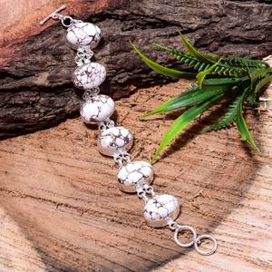 Bracelet en howlite blanche, bracelet en pierres naturelles, bracelet à breloques infini en argent, bijoux faits à la main, cadeau pour elle - Product Image 5