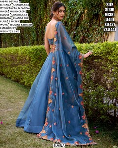 Lehenga Choli Tradicional de Seda Virasat Green Chanda, Largo Hasta el Suelo, para Bodas y Fiestas - Product Image 3
