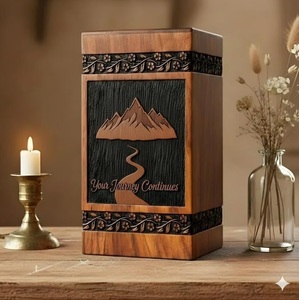Engraved Mountain Path Wooden Cremation Urn Modern Wood <b>Memorial</b> <b>Keepsake</b> Engraved Mountain Path Wooden Cremation Urn - Product Image 3