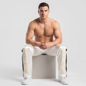 Pantalon de jogging d'hiver à taille élastique, broderie chenille, pyjama, vêtements de sport mi-lourds, 100% polyester, pantalon de sport pour homme - Product Image 6