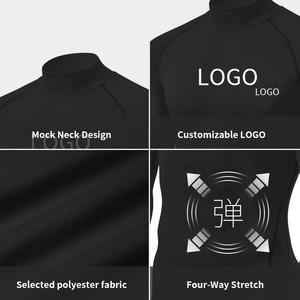 Camiseta de Compresión de Manga Larga para Hombre con Logotipo Personalizado, 220g, Poliéster/Nailon, Transpirable, Anti-UV, Cuello Alto, para Gimnasio, Entrenamiento, Deportiva - Product Image 3