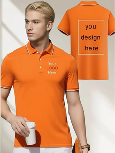 Men's Blue Polo Shirt Short Sleeve Knitted Solid Color Back Design Casual Style - Product Image 4