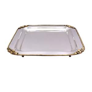 Plateau de présentation rectangulaire en laiton doré de style royal pour la décoration de la maison, des hôtels et des restaurants, plateau de service pour café et en-cas - Product Image 5