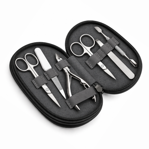 MANAN INSTRUMENTS Kit de manucure professionnel 6-en-1 en acier inoxydable, ensemble de coupe-ongles portable, style classique, étui en boîte colorée pour - Product Image 2