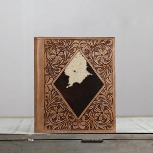 New Arrival Premium Cowhide <b>Hand</b> Tooled Leather Business Portfolio Binder Manufacture Document <b>File</b> Folder With Card Holder - Product Image 1