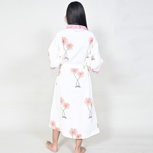 Bata Kimono 100% Algodón Orgánico con Estampado Floral, Ropa de Dormir para Mujer, Bata de Baño, Ropa de Playa, Primavera/Verano - Product Image 6