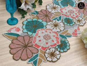 Wholesale Supply Flowers in the Spring Beaded <b>Table</b> <b>Runner</b> Decorative Floral Design Modern <b>Dining</b> Spaces Available For Sale - Product Image 4