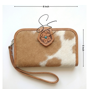 Handmade Western Cowhide Clutch Wallet Tooled Leather <b>Wristlet</b> Rustic Boho Cowgirl Evening Purse for Women Cowgirl <b>Wristlets</b> - Product Image 3