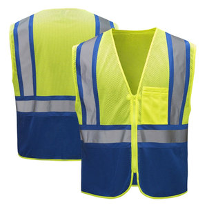 Lightweight Breathable Safety Vest for Construction <b>Worker</b> Zipper Closure Security Reflective Tape Safety Vest <b>Jackets</b> - Product Image 4