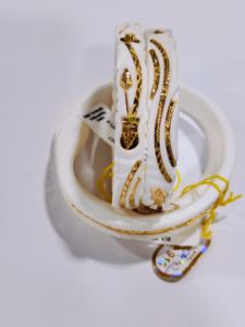 Bracelet tendance en or massif 22 carats avec coquille de conque blanche pour femme, bijoux de mariage traditionnels bengalis, ensemble Shakha authentique - Product Image 5