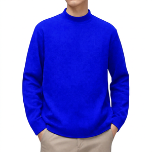 Pull à col roulé noir pour homme, tricoté, coupe classique, couleur unie, vêtement d'automne décontracté - Product Image 5