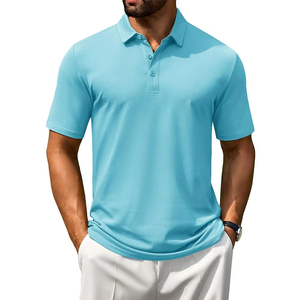 Men's <b>Light</b> <b>Blue</b> Short Sleeve <b>Polo</b> <b>Shirt</b> Solid Color Quick Dry Pique Fabric Casual Style Regular Fit <b>Polo</b> <b>Shirt</b> - Product Image 1