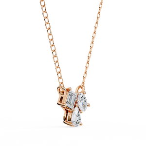 Collier Pendentif en Argent 925 Or Rose avec Moissanite Taille Émeraude, Chaîne à Maillons Géométriques, Ras-de-cou Minimaliste, pour Mariage et Usage Quotidien, Unisexe - Product Image 3