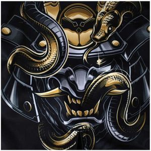 Shorts MMA unisexes noirs avec imprimé serpent doré par sublimation, anti-humidité, en polyester 140g, vêtements de sport de combat de haute qualité - Product Image 4