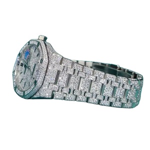 Haute Qualité Hip Hop VVS D Couleur Moissanite Automatique Mécanique De Luxe En Acier Inoxydable Cas Bracelet En Cuir Montre - Product Image 2