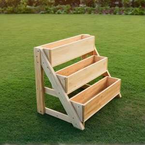 Ensemble de quatre jardinières en bois style clôture rustique, décoratives pour l'intérieur et l'extérieur, pour fleurs, herbes et légumes, jardinière surélevée - Product Image 4