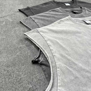 Wholesale Gym Sleeveless Regular Fit Quick Dry Custom High Quality Solid Machine Embroidery Spandex/Cotton <b>Men</b> Tank Top V-13 - Product Image 5