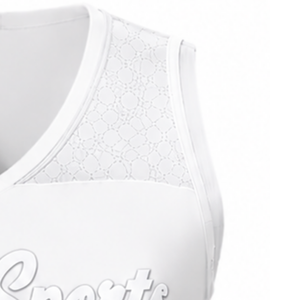 Maillot de cheerleading blanc sublimé sans manches, tenue de sport athlétique pour équipe, uniforme de compétition et d'entraînement - Product Image 3