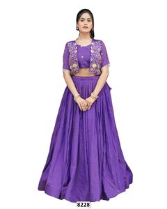 Lehenga Meher Rang Bhandhani - Élégant Lehenga Choli en soie Vichitra NC pour femme, longueur au sol, pour l'hiver/été, idéal pour les occasions de mariage et de fête - Product Image 3