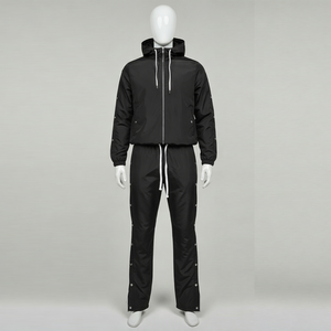 Verified Supplier Pakistan Cotton Hooded Jogging Suits <b>Windbreaker</b> Tracksuits Set <b>Black</b> Solid Heavyweight Custom Logo Casual - Product Image 6