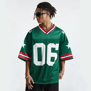 Maillot de football américain unisexe personnalisé à col en V, manches courtes, maille respirante, coupe régulière, impression des numéros d'équipe, été - Product Image 3