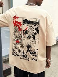 T-shirt imprimé pour homme de haute qualité, style streetwear, épaules tombantes, design graphique personnalisé, impression sérigraphique - Product Image 3
