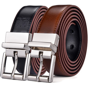Cinturón Casual Reversible para Hombre, de Cuero Vacuno Genuino, con Hebilla Rectangular de Aleación Plateada, Ajustable, en Negro y Marrón - Product Image 5