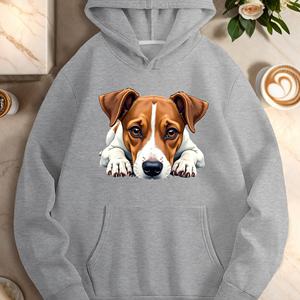 Sudaderas con capucha casuales para mujer de perro parecido a Jack Russell Terrier - Product Image 3