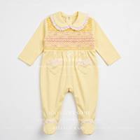 Combinaison pour bébé fille à manches longues en coton 100% brodée à la main, vêtements pour bébé Mitexco, vente en gros