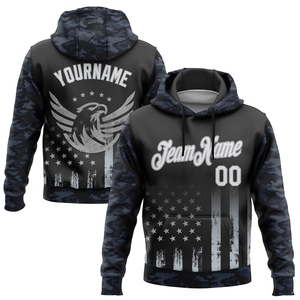 Vente en gros directe, Nouveau design industriel, Personnalisé, Brodé, Noir et blanc, Camouflage gris, Drapeau américain 3D, Aigle rétro vieilli, Grunge, Homme - Product Image 1