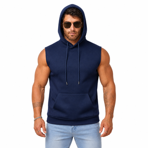 Chaleco Deportivo Personalizado para Hombre, Sudadera sin Mangas con Bolsillo Canguro, Color Sólido - Product Image 1