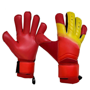 Football Goalkeeper Gloves Full Finger Red Yellow PU Leather Non Slip Breathable Adjustable Wrist <b>Strap</b> Unisex Sports - Product Image 4