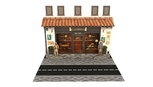 Tarjeta de Felicitación 3D Pop-Up con Diseño de Tienda de Cigarros Tradicional, Modelo de Papel Decorativo, Forma Rectangular, Barnizado UV, Impresión Digital - Product Image 3