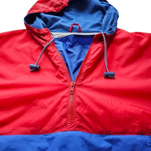 Veste coupe-vent unisexe à blocs de couleur rouge et bleu, à capuche, pull-over, imperméable, coupe-vent, anorak pour l'extérieur - Product Image 5