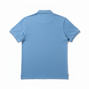 Camisa de Manga Corta Azul Claro para Hombre con Logotipo de Águila Bordado, Corte Regular, Informal, Transpirable, Lona 100% Algodón - Product Image 4