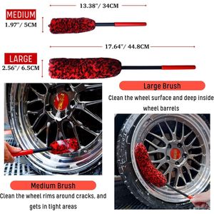 Kit Professionale di 4 Spazzole per Ruote con Manico Lungo per Pulizia Pneumatici, 2 Spazzole Morbide per Pulizia Ruote, 2 Spazzole per Lavaggio Auto - Product Image 6