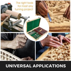 Kit de 8 ciseaux de tournage pour bois avec lames en acier HSS, outils de tournage pour le travail du bois dans un coffret de rangement en bois pour racines de bois - Product Image 3