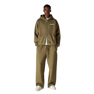 Conjunto de Sudadera con Cremallera y Pantalones Rectos para Hombre, Ajuste Relajado, Estilo Casual de Dos Piezas, Ropa de Descanso, Etiqueta Personalizada, OEM, ODM, Venta al por Mayor - Product Image 1